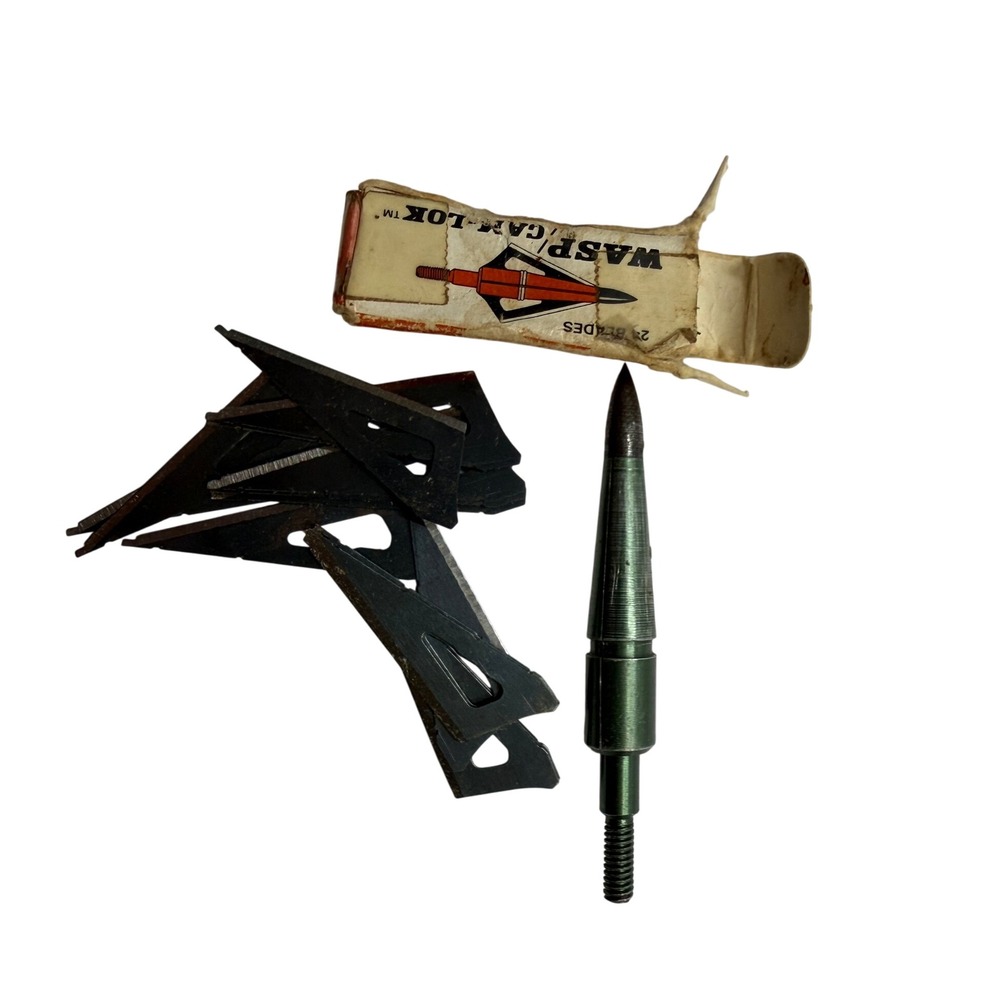 Vintage Wasp Cam-Lok Archery Broadhead Ferrule and Replacement Blades Set
